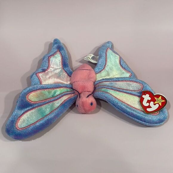 Vintage Ty Beanie Baby Flitter the Pink & Purple Butterfly 1999 EUC NWT 8” long - Picture 2 of 9